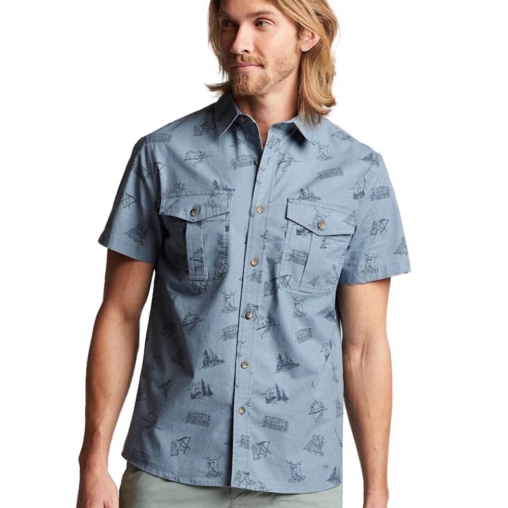 Pendleton Riley Ripstop Button-down Short Sleeve Shirt Blue Camping M Gorpcore - Picture 2 of 11